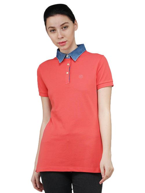 pink red polo neck t-shirt - 19116288 - Very Small Image - 1