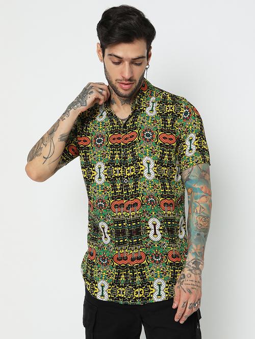 yellow rayon casual shirt - 19117211 - Very Small Image - 1