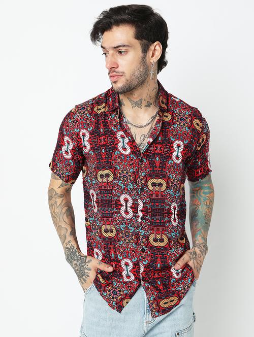 red rayon casual shirt - 19117212 - Very Small Image - 1