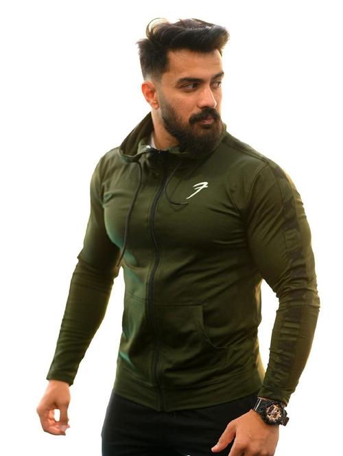 green solid casual jacket - 19117743 - Very Small Image - 1