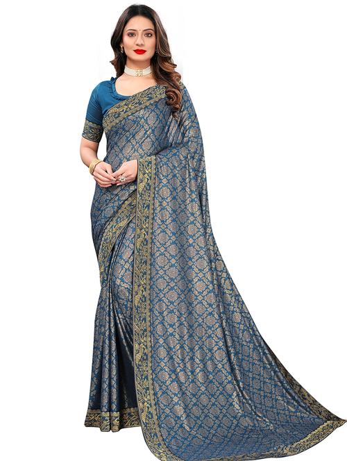 blue zari work saree with blouse - 19118342 - Very Small Image - 1