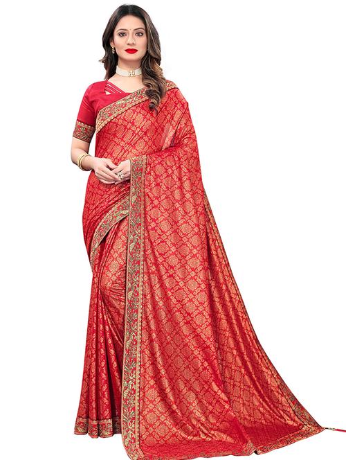red zari work saree - 19118345 - Very Small Image - 1