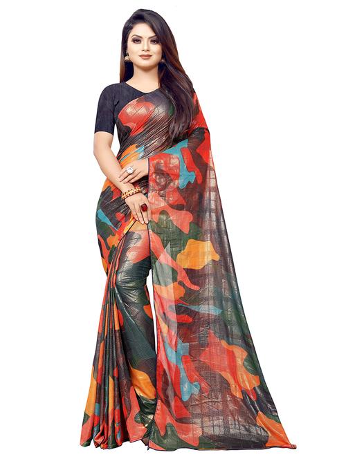 multi colored printed saree with blouse - 19118372 - Very Small Image - 1