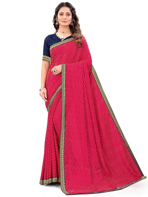 red solid saree with blouse - 19118385 - Very Small Image - 1