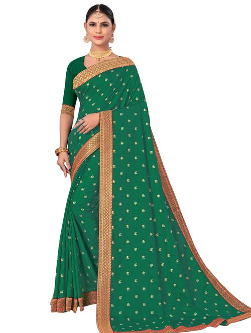 dark green zari work saree - 19118411 - Very Small Image - 1
