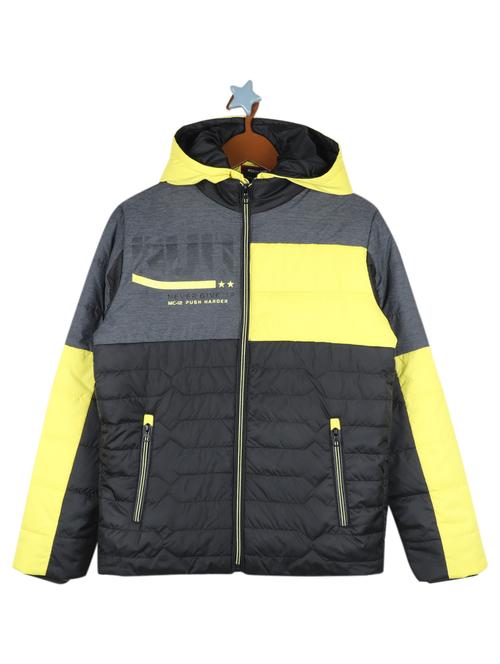 hooded neck color block jacket - 19118447 - Very Small Image - 1