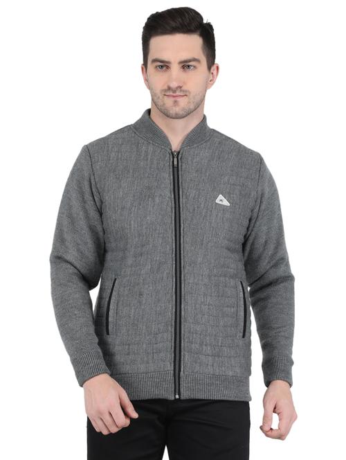 grey solid casual jacket - 19118806 - Very Small Image - 1