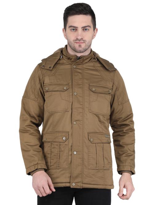 brown hooded casual jacket - 19118840 - Very Small Image - 1