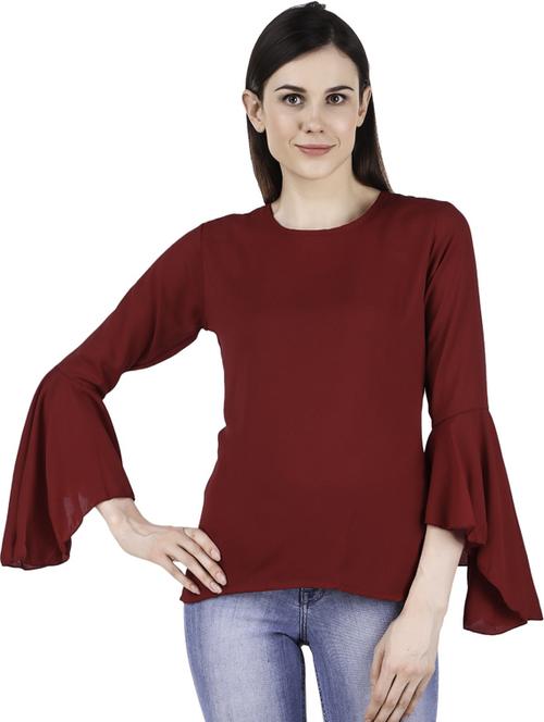 women's straight round neck top - 19120167 - Very Small Image - 1