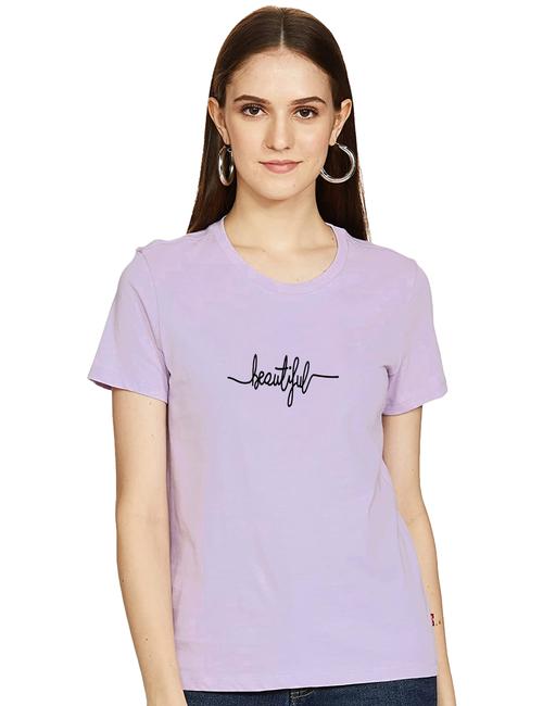 stylish sensational women short sleeve causal t-shirt (purple) - 19120374 - Very Small Image - 1