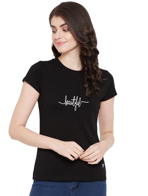 stylish sensational women short sleeve causal t-shirt (black) - 19120376 - Very Small Image - 1