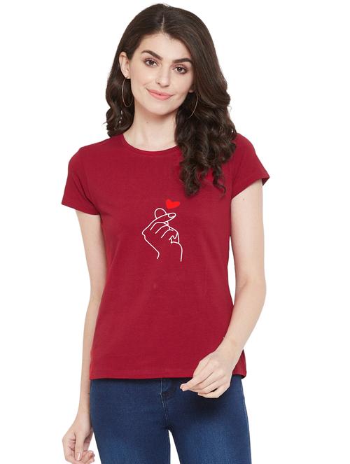 classy ravishing women short sleeve regular t-shirts (maroon) - 19120386 - Very Small Image - 1
