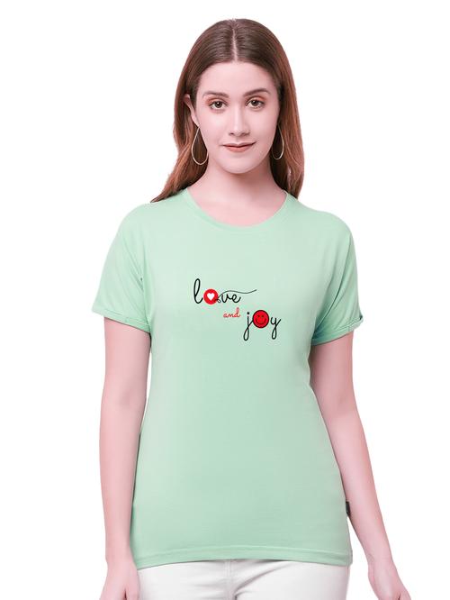 fancy glamorous women short sleeve causal t-shirts (green) - 19120403 - Very Small Image - 1