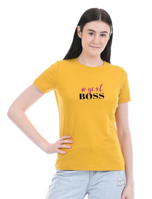 stylish retro women short sleeve causal t-shirts (yellow) - 19120662 - Very Small Image - 1