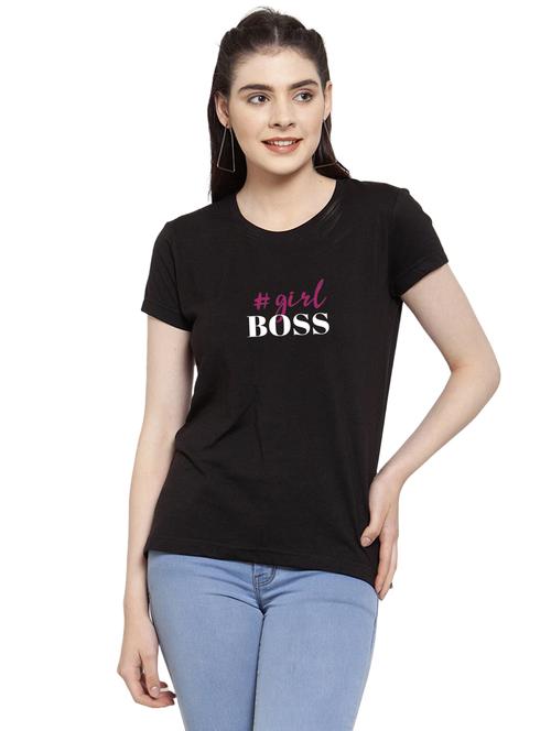 stylish retro women short sleeve causal t-shirts (black) - 19120663 - Very Small Image - 1