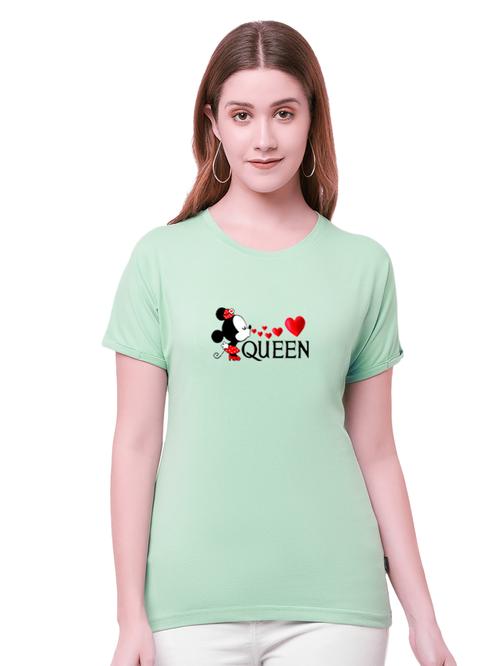 stylish retro women short sleeve causal t-shirt (green) - 19120674 - Very Small Image - 1