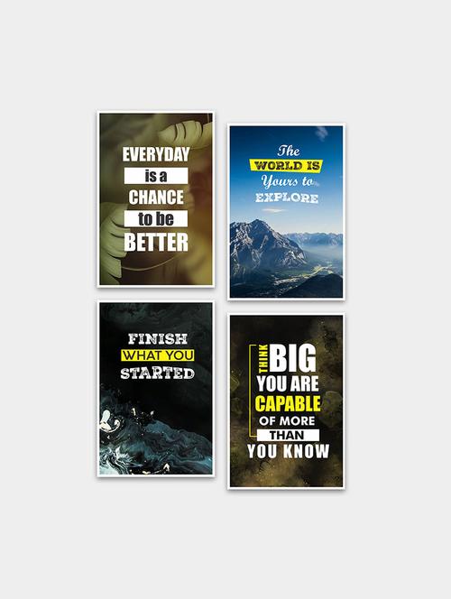 inspirational quotes decorative wall posters for room decor (pf_7015n) set of 4 - 19121072 - Very Small Image - 1