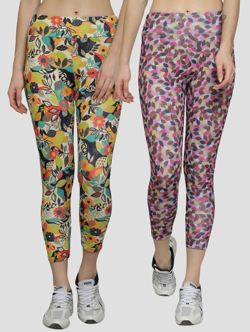 pack of 2 printed ankle length active wear tights - 19121572 - Very Small Image - 1