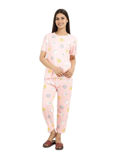 round neck printed nightwear set - 19122722 - Very Small Image - 1