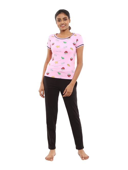 round neck printed nightwear set - 19122729 - Very Small Image - 1