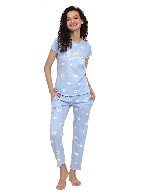 round neck printed nightwear set - 19122775 - Very Small Image - 1