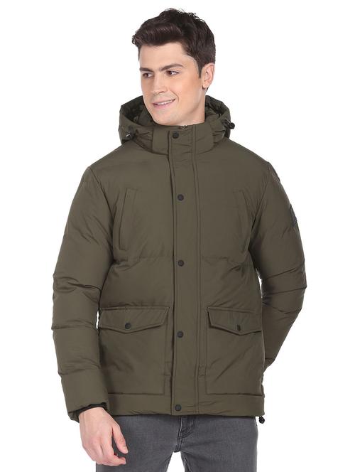 green solid casual jacket - 19123088 - Very Small Image - 1