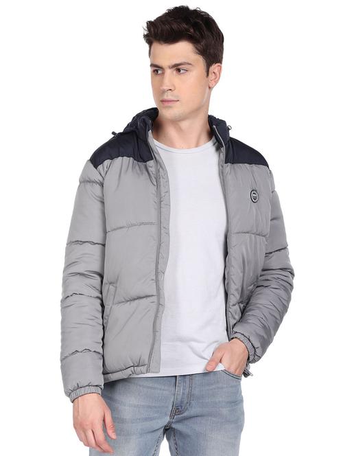 grey color block quilted jacket - 19123126 - Very Small Image - 1