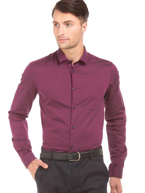 purple solid formal shirt - 19123505 - Very Small Image - 1
