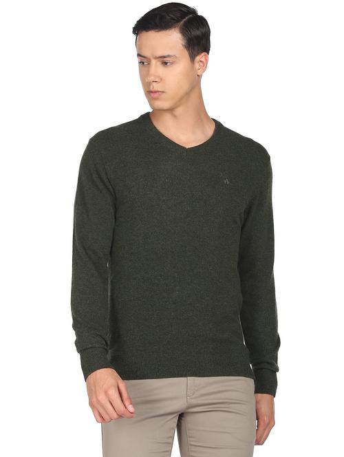v-neck solid pullover - 19123573 - Very Small Image - 1