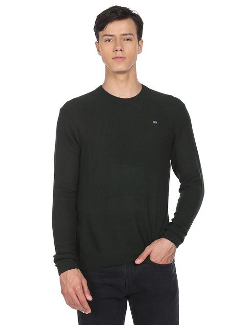 round neck solid pullover - 19123586 - Very Small Image - 1