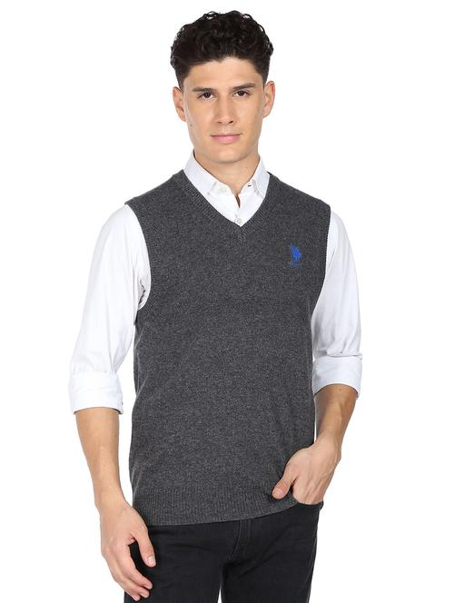 v-neck solid pullover - 19123593 - Very Small Image - 1
