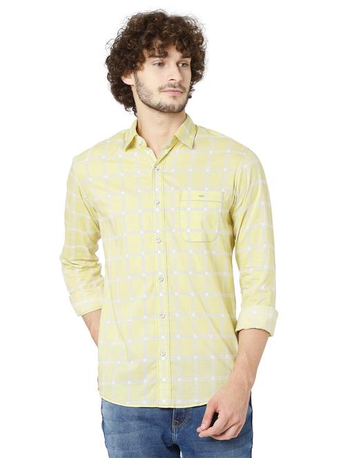 yellow checkered casual shirt - 19124337 - Very Small Image - 1