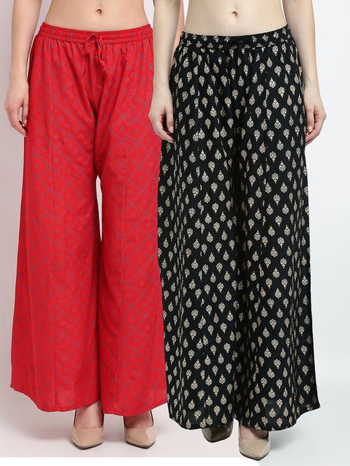 pack of 2 printed flared palazzo - 19124375 - Very Small Image - 1