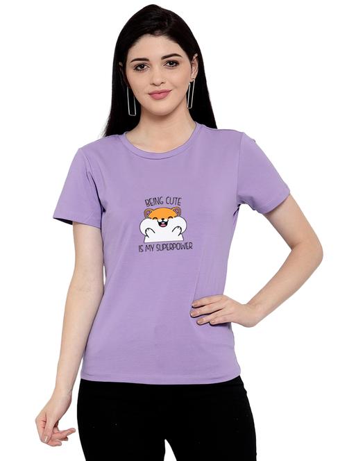trendy fabulous women short sleeve causal t-shirt (purple) - 19126133 - Very Small Image - 1