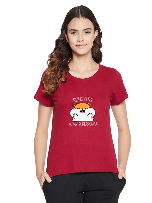 trendy fabulous women short sleeve causal t-shirt (maroon) - 19126137 - Very Small Image - 1