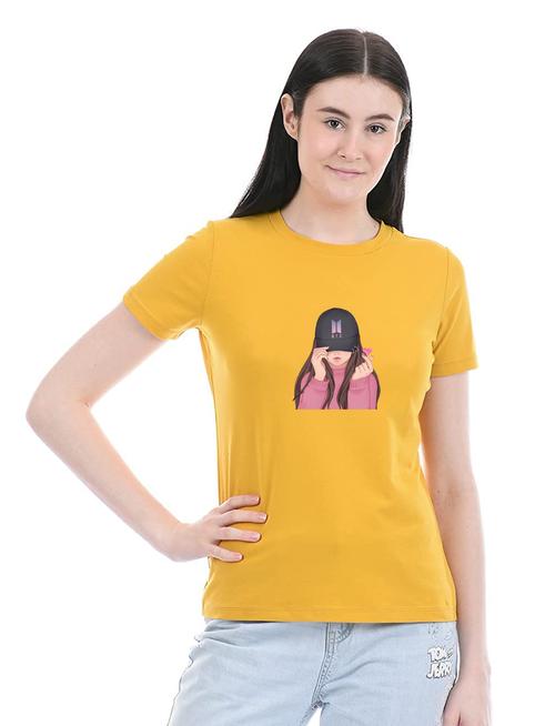 fancy glamorous women short sleeve causal t-shirts (yellow) - 19126143 - Very Small Image - 1