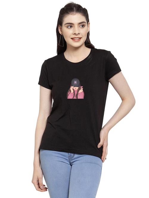 fancy glamorous women short sleeve causal t-shirts (black) - 19126144 - Very Small Image - 1