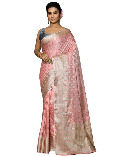 women pink banarasi saree with blouse - 19126213 - Very Small Image - 1