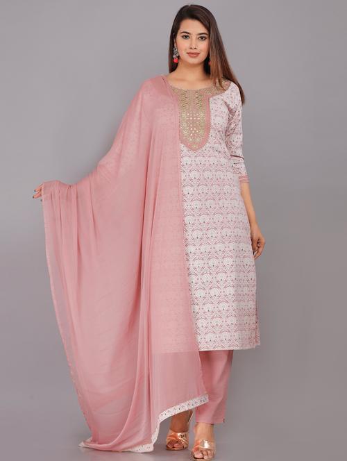 pink embroidered kurta pant set - 19126643 - Very Small Image - 1