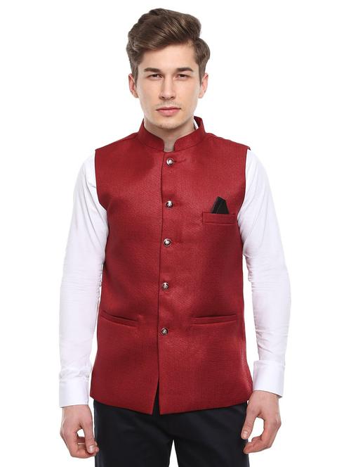 mandarin neck solid nehru jacket - 19126772 - Very Small Image - 1