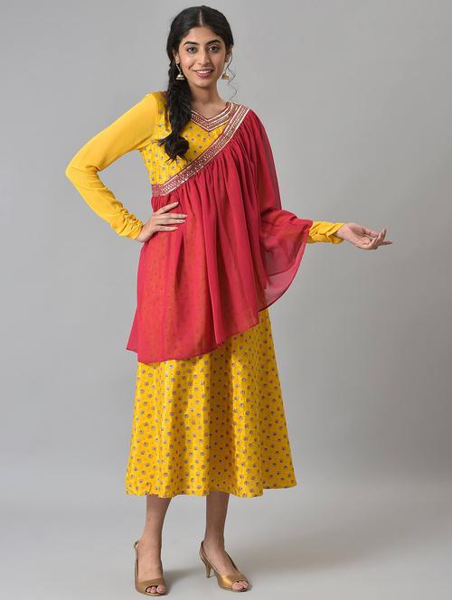 yellow self design combos set - 19127853 - Very Small Image - 1