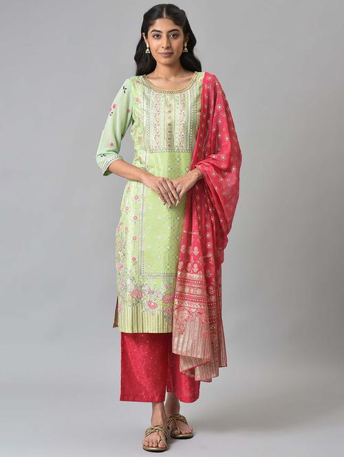 green viscose kurta palazzo set - 19127911 - Very Small Image - 1