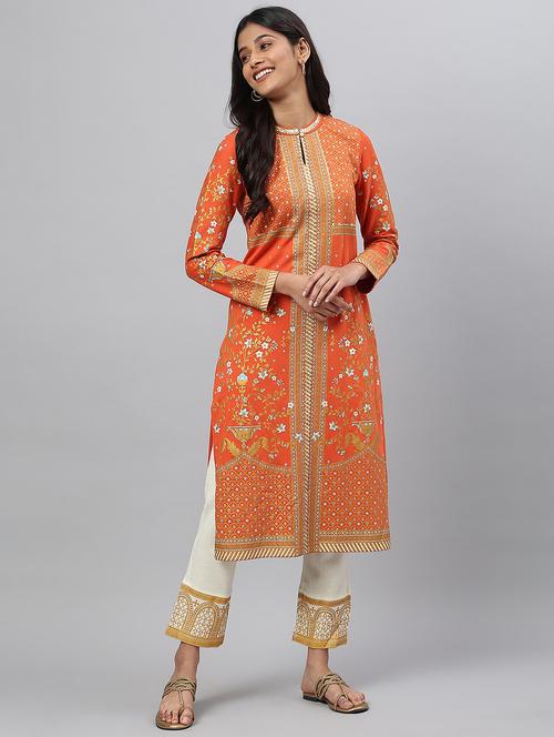orange kurta pant set - 19127929 - Very Small Image - 1