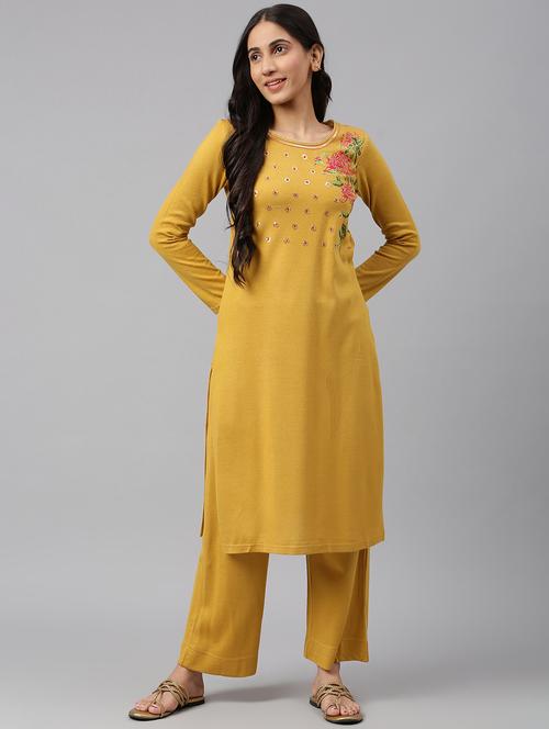 yellow embroidered kurta pant set - 19127955 - Very Small Image - 1