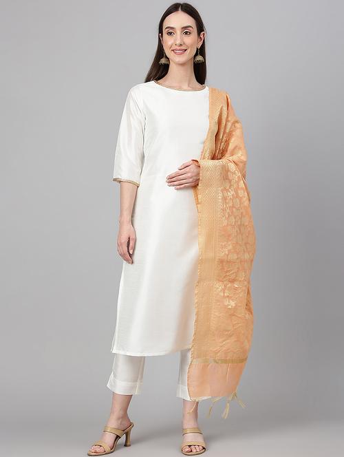 offwhite crepe kurta pant set - 19128418 - Very Small Image - 1