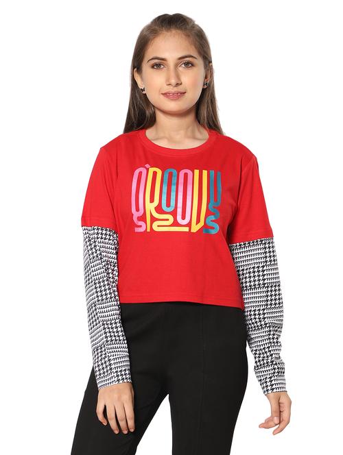 round neck printed top - 19128488 - Very Small Image - 1