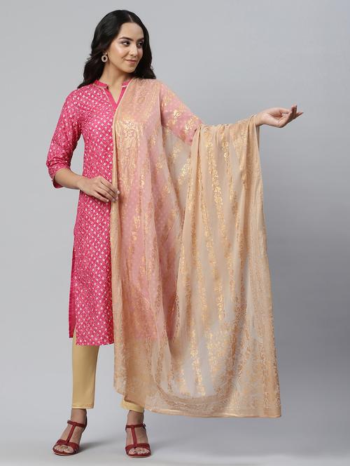 gold print chiffon dupatta - 19128742 - Very Small Image - 1