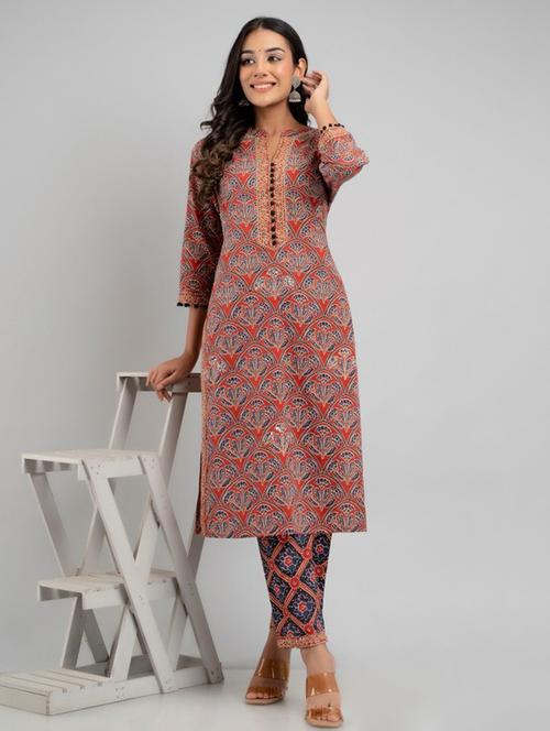 multi colored printed kurta salwar set - 19129006 - Very Small Image - 1