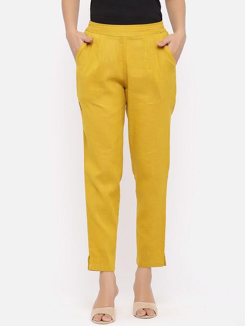 yellow solid trouser - 19129023 - Very Small Image - 1
