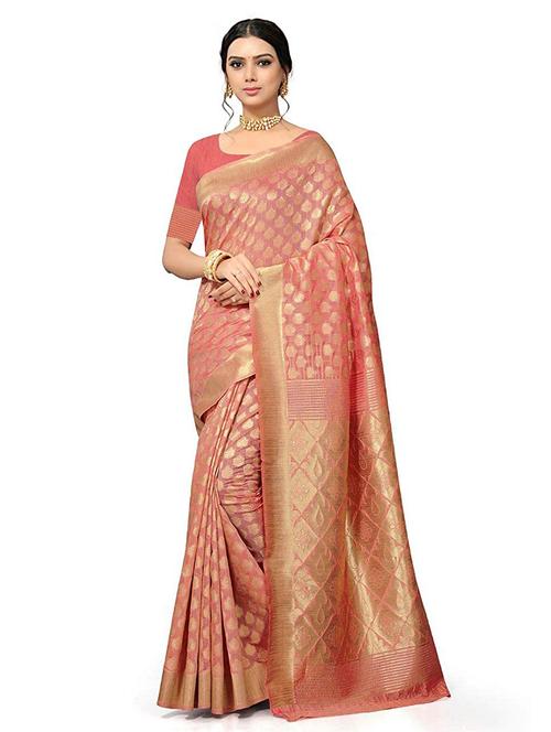 self design zari work woven saree with blouse - 19129090 - Very Small Image - 1